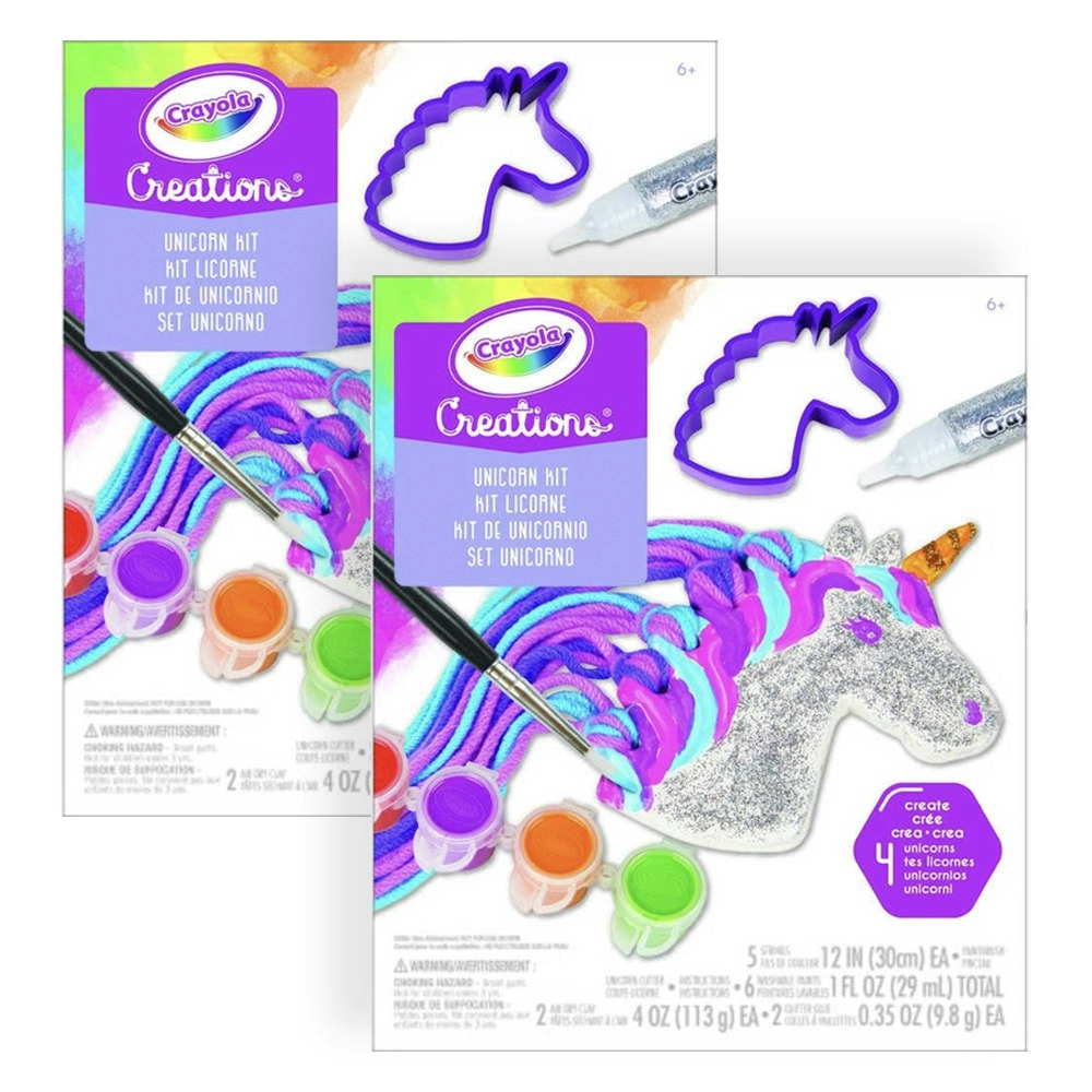 2x Crayola Kids/Childrens Creations Unicorn Air Dry Modelling Clay DIY Kit 96m+