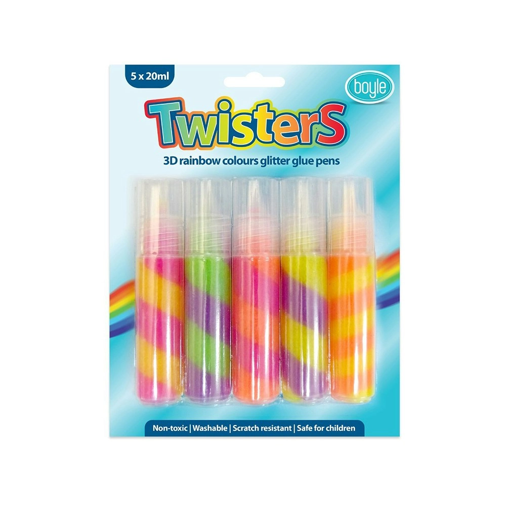 5pc Boyle Washable Glitter Glue Paint Twisted Colours Kids Art/Craft DIY 20ml