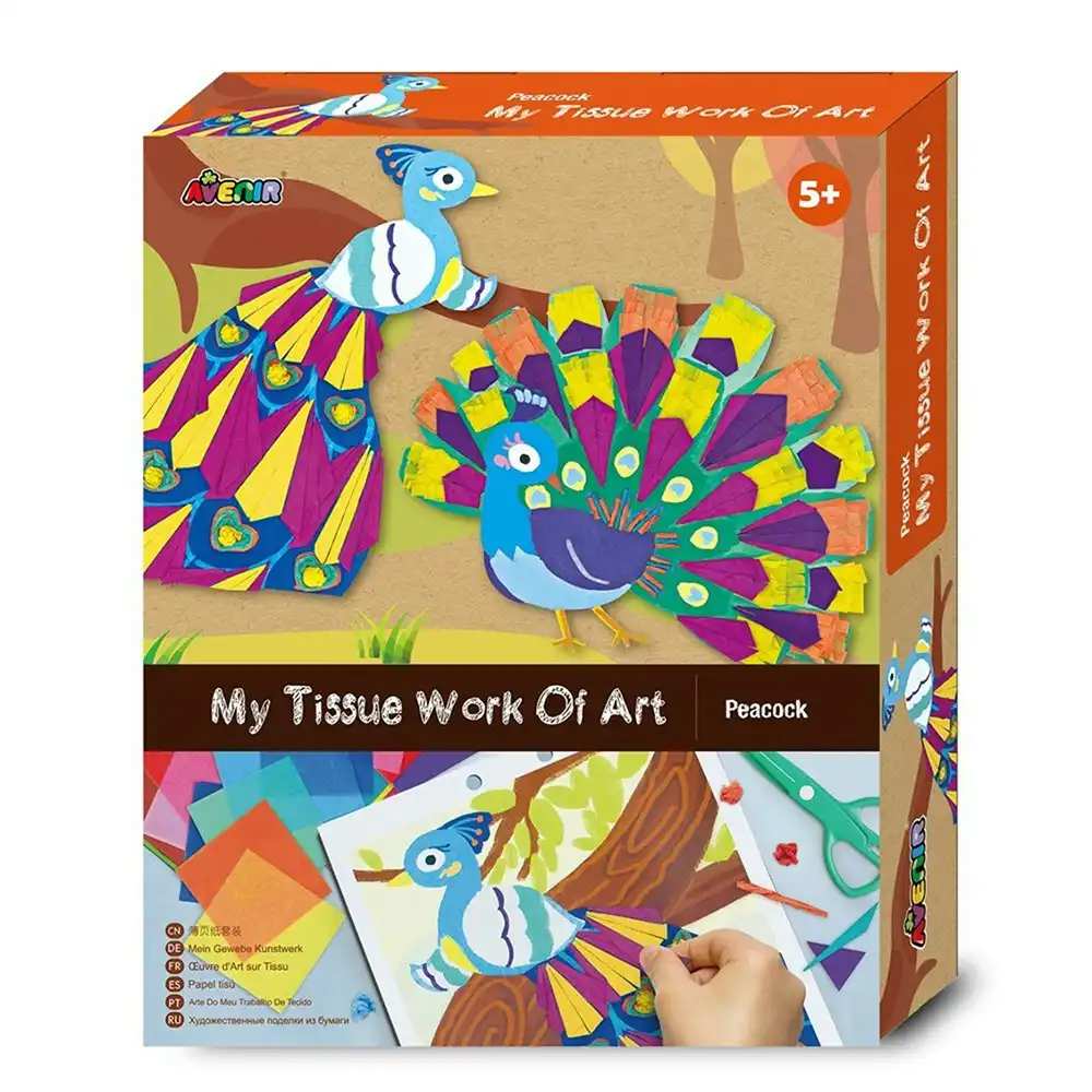 Avenir Tissue Art Peacock Creative Craft Kids/Children Fun Draw Activity 3y+