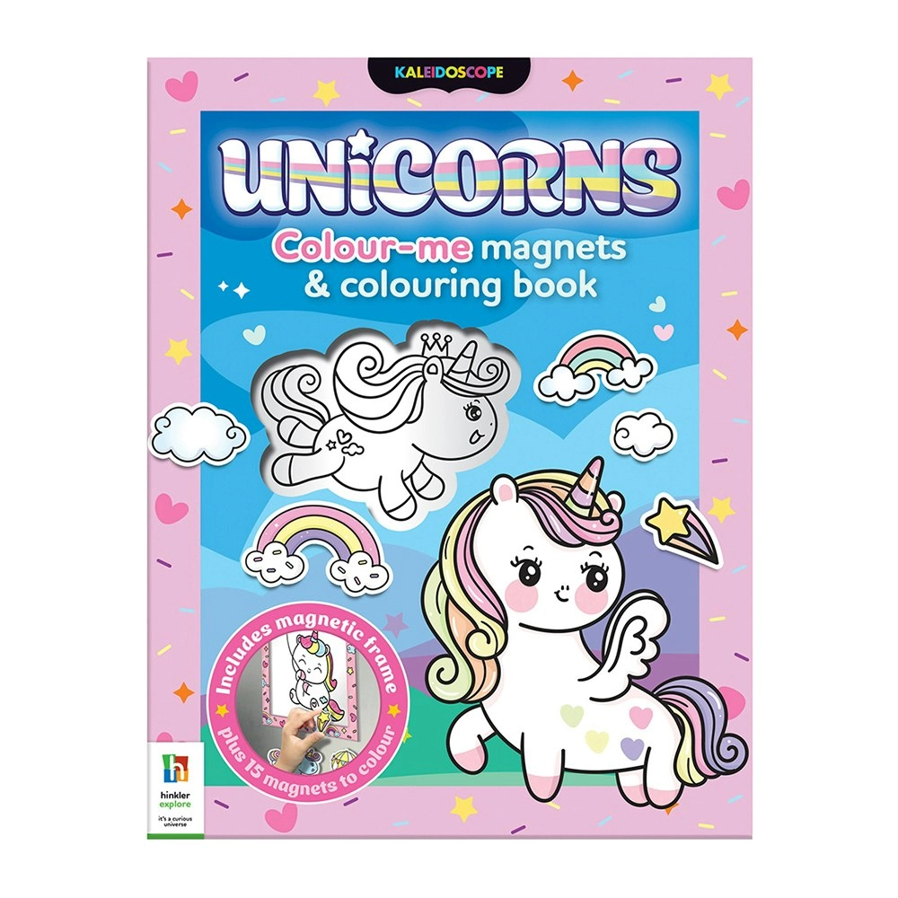 Kaleidoscope Unicorns Colour-Me Magnets Kids Colouring Book Kids Activity 3y+