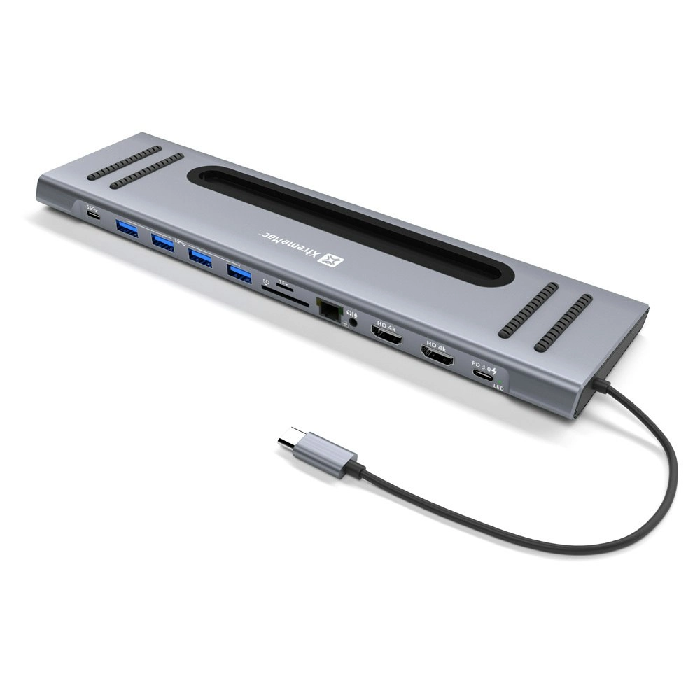 XtremeMac 12-Port Type-C to USB/HDMI/PD Docking Hub Station For MacBook Silver