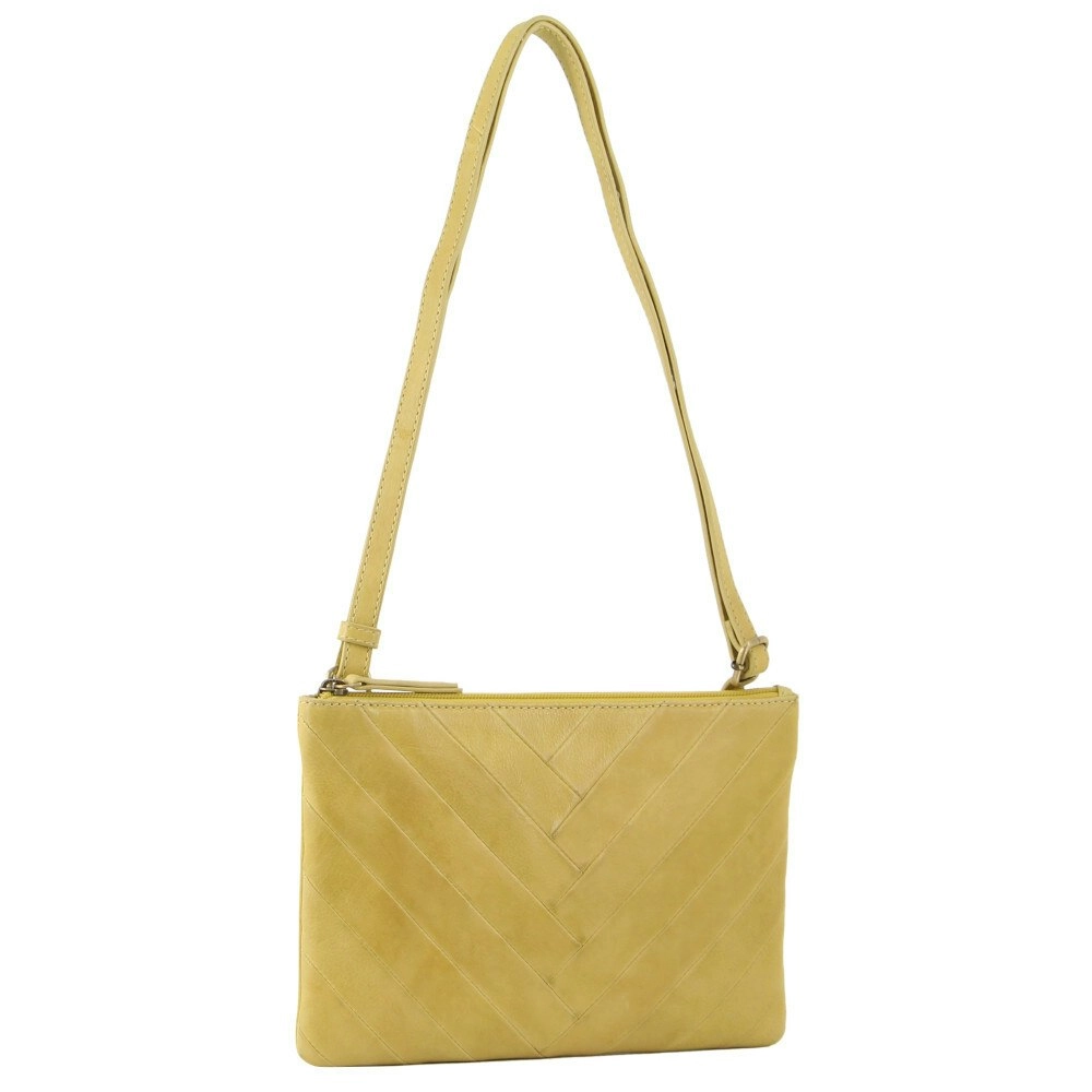 Pierre Cardin Herringbone Leather Women's/Ladies Shoulder Cross Body Bag Yellow