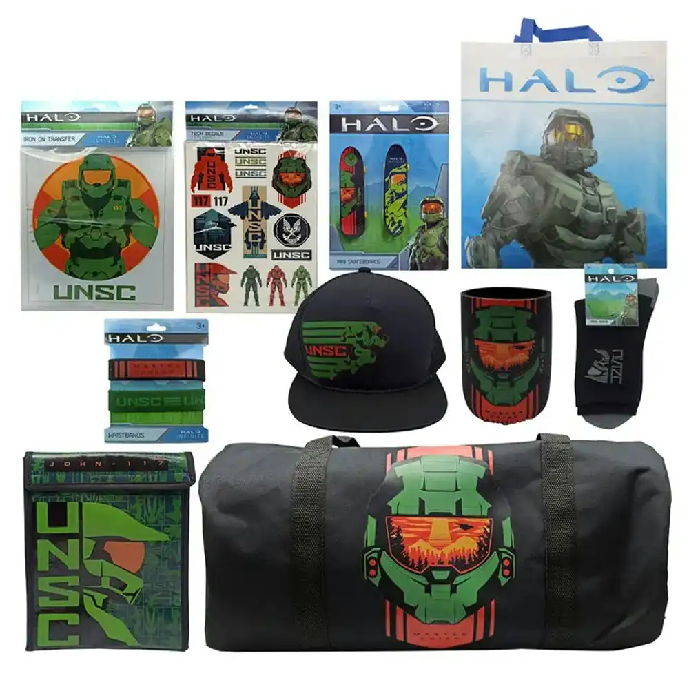 HALO Kids/Childrens Cooler Bag/Cap/Duffle/Sock/Mini Skateboard Bag Showbag 22