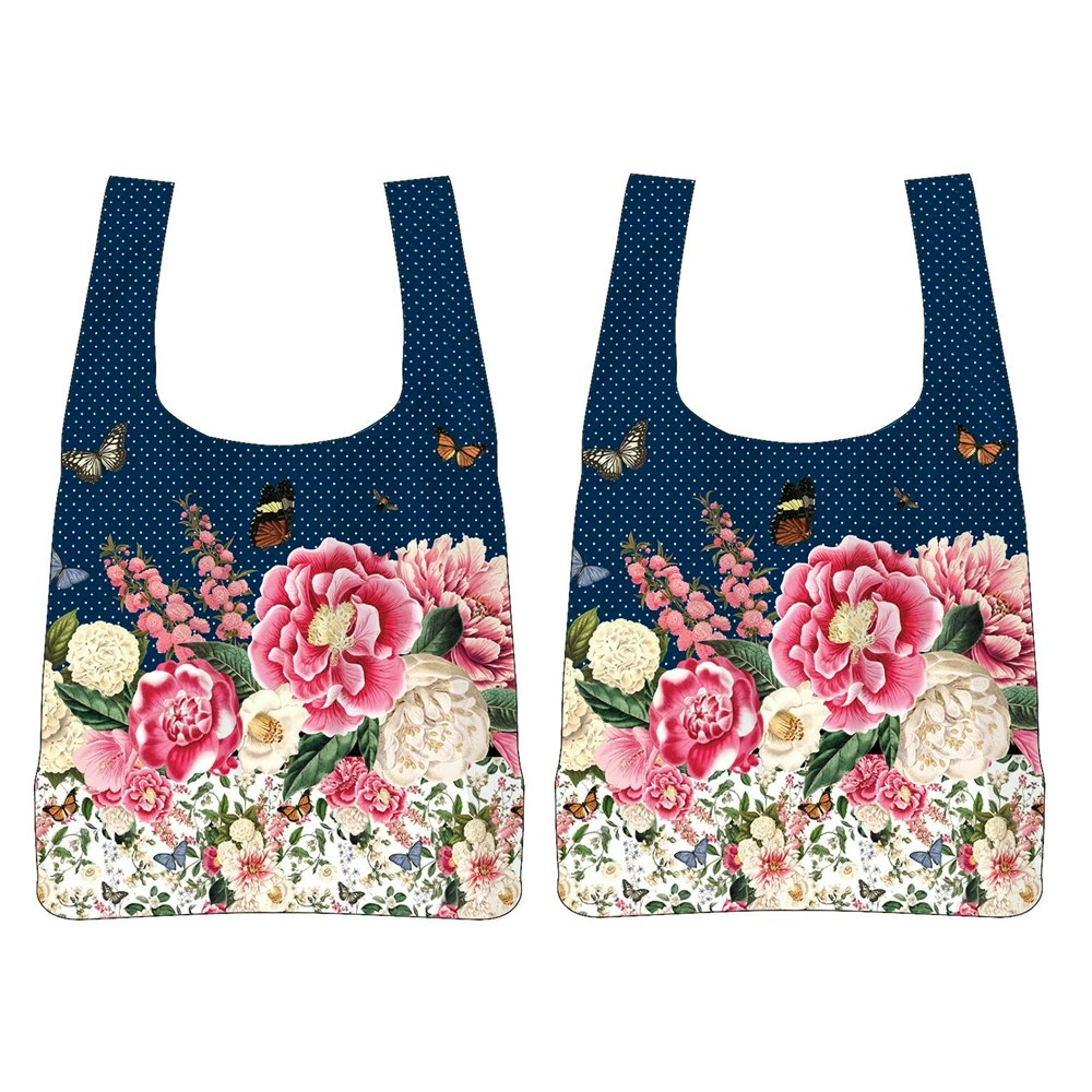 2PK Floral Garden 65x40cm Decorative Shoulder/Tote Bag Women's Handbag Navy