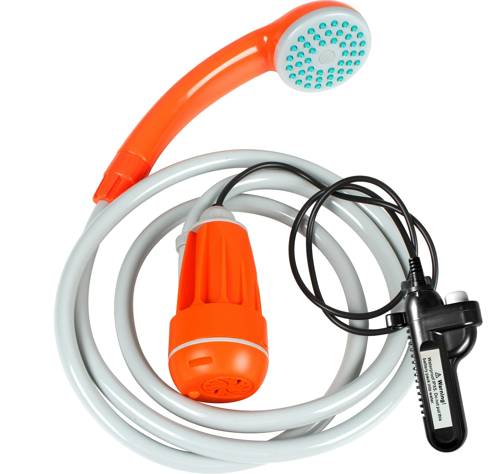 Wildtrak 12V Rechargeable Camp Shower Hose Outdoor Camping Water Spray Orange