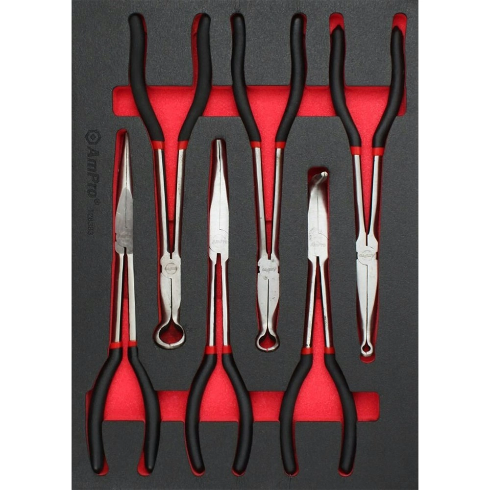 6pc Ampro Heavy Duty 11" Long Reach Nose Pliers Garage Tool Kit Set TS38383