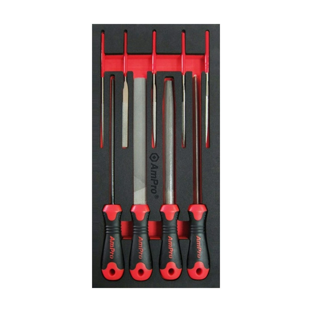 9pc Ampro Heavy Duty Flat/Round/Square File & Needle Tool Kit Set TS28409