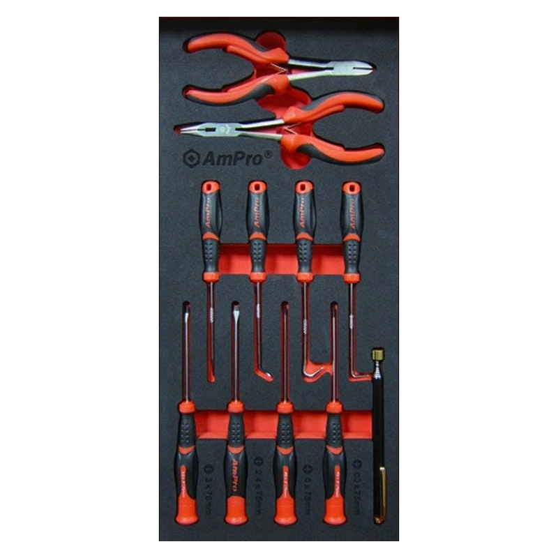 11pc Ampro Heavy Duty Pick Pilers/Hooks/Screwdrivers Garage Tool Kit Set TS38743