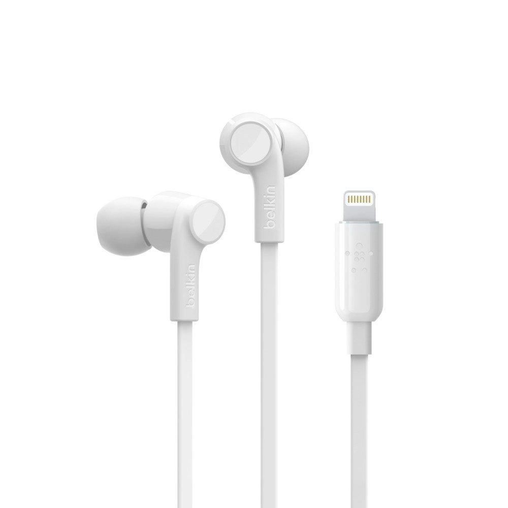 Belkin Rockstar Lightning MFI-Certified In-Ear Earphones w/Mic for iPhone White