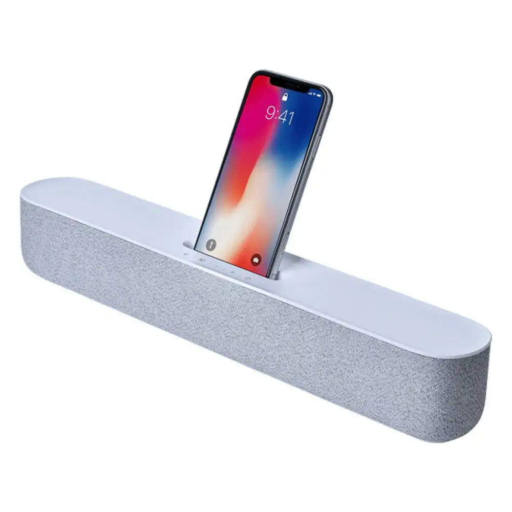 Gadget Innovations Slim 10W Wireless Bluetooth Soundbar w/ Phone Holder White