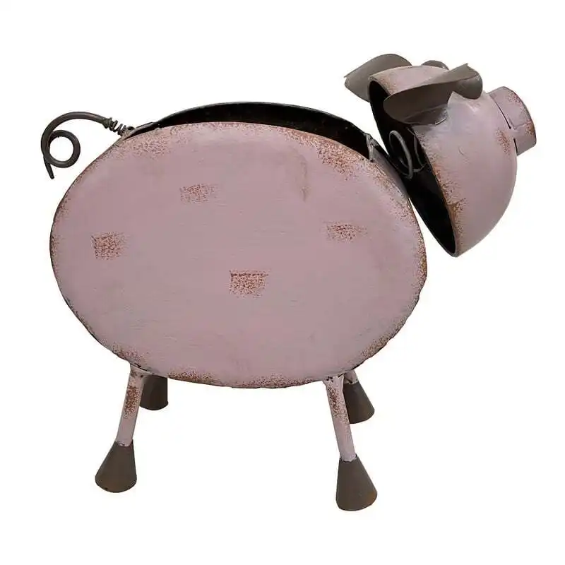 Willow & Silk Metal Pot Garden Glamour Pig Planter