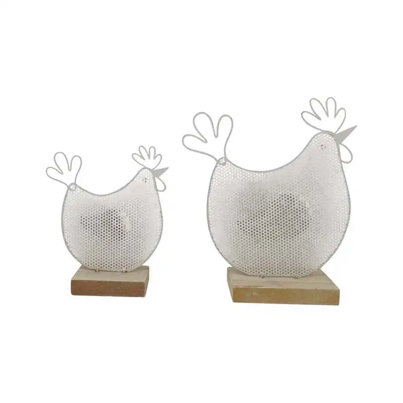 Willow & Silk Set of 2 White 19cm/14.5cm Polka Dot Chook Table Ornaments