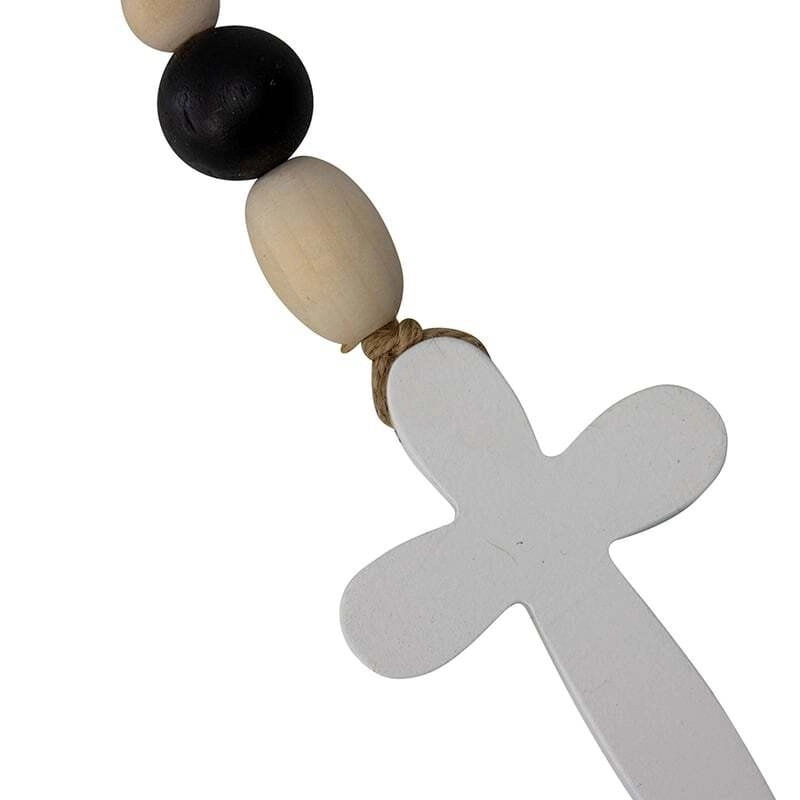 Willow & Silk Handmade Wooden 76cm Beaded Ornament w/Cross