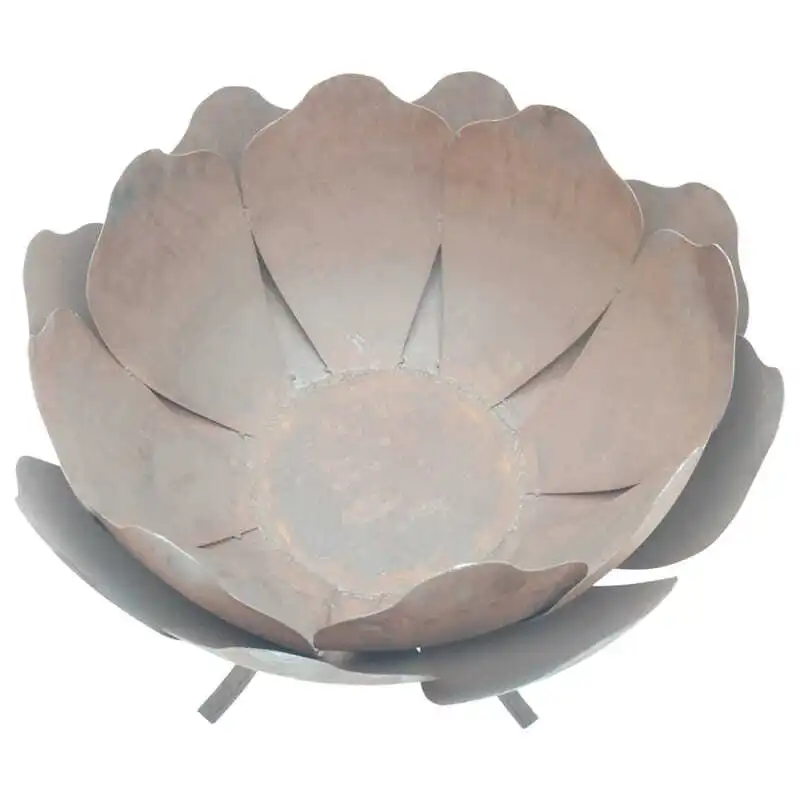 Willow & Silk Metal 60cm Rustic Lotus Flower Garden/Outdoor Firebowl