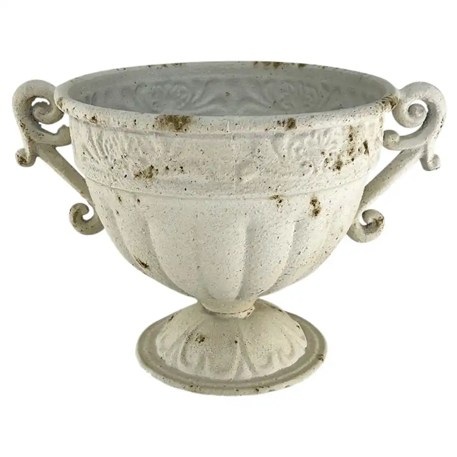 Willow & Silk Metal Pot 2-Handle Aged Fluted Urn