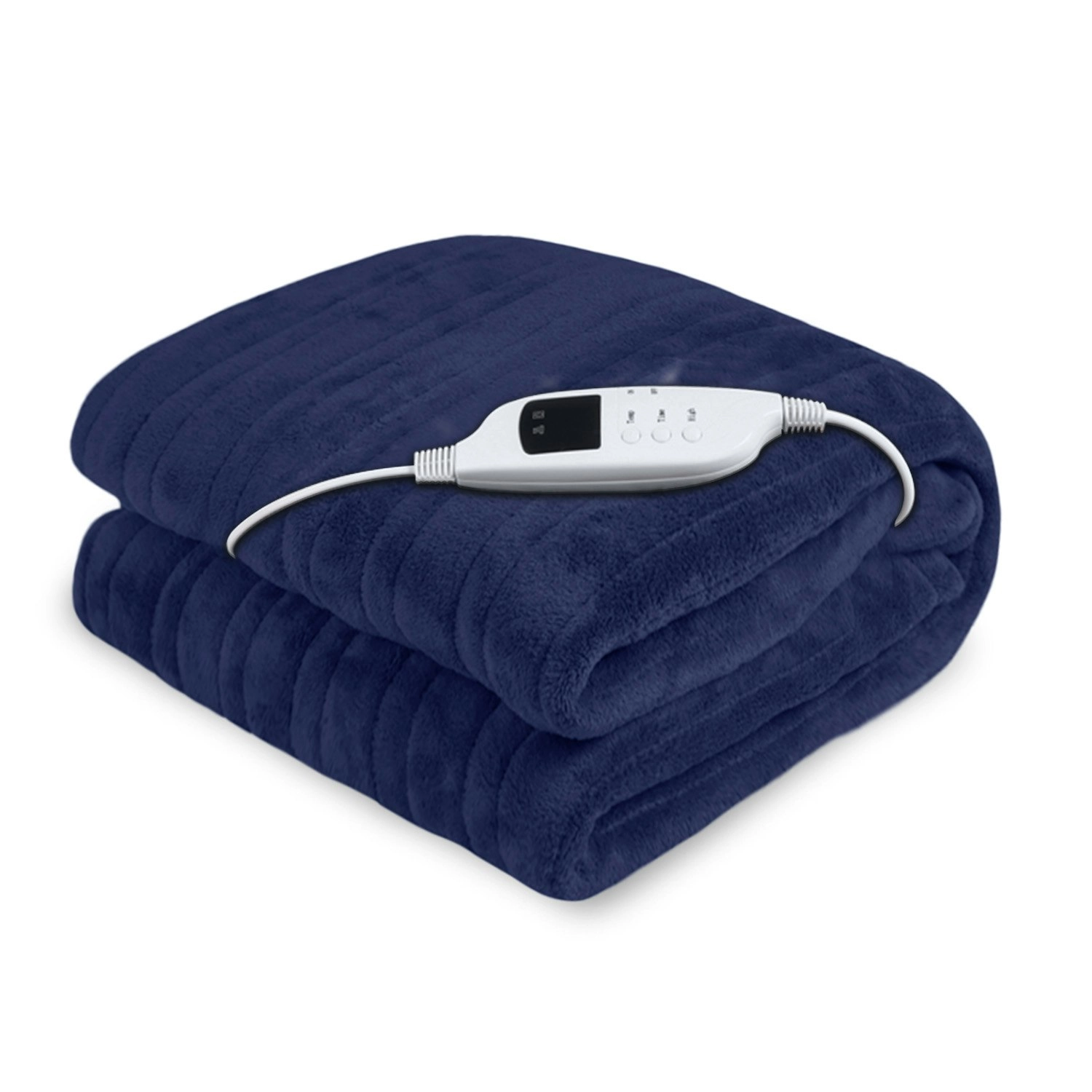 Laura Hill Heated Electric Blanket Coral Warm Fleece Winter Blue