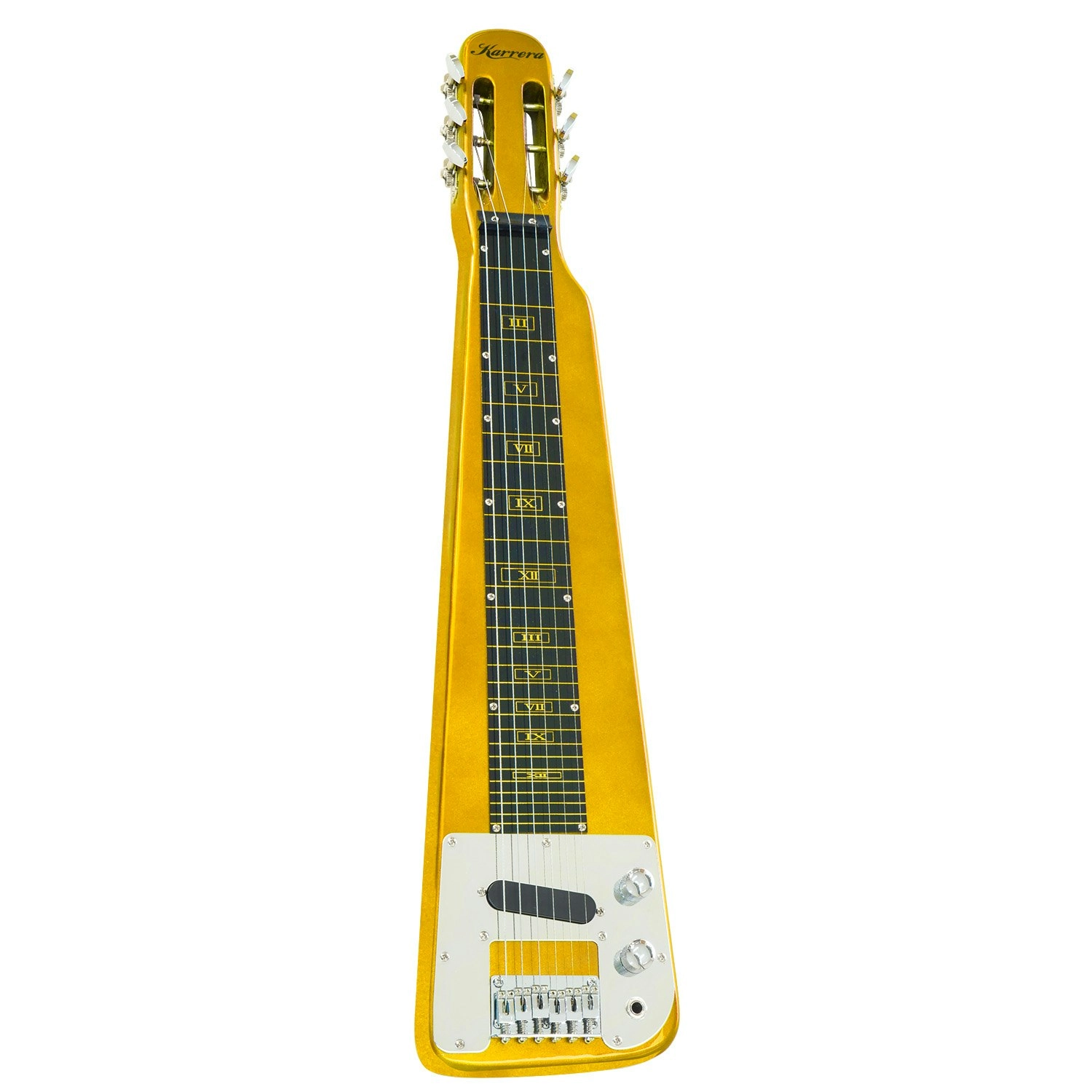 Karrera 29in 6-String Lap Steel Hawaiian Guitar - Metallic Gold