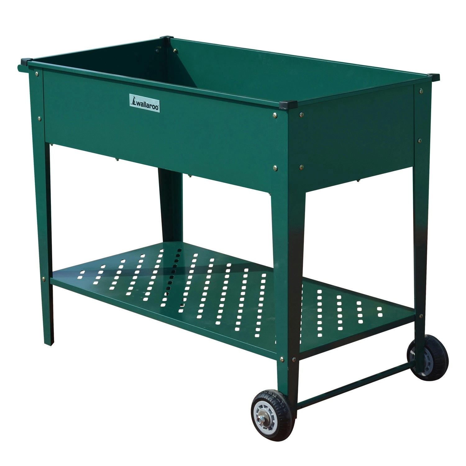 Wallaroo 108.5 x 50.5 x 80cm Galvanized Steel Garden Bed Cart Raised Planter Box - Green