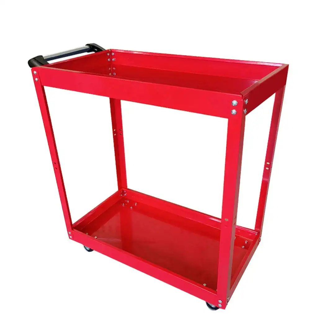 Soga 2 Tier Tool Storage Cart Portable Service Utility Heavy Duty Mobile Trolley Red