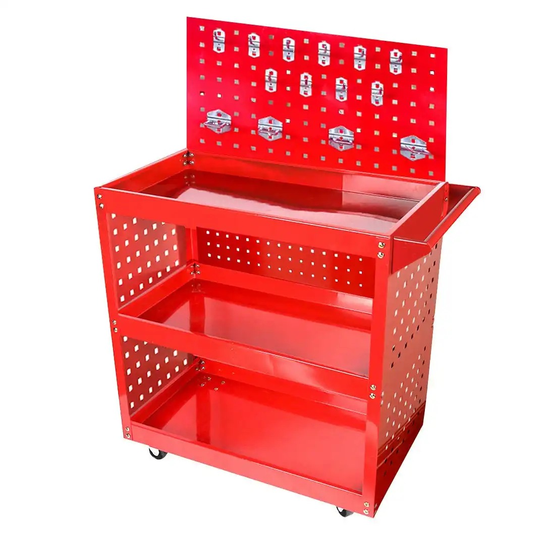 Soga 3 Tier Tool Storage Cart Portable Service Utility Heavy Duty Mobile Trolley with Porous Side Panels