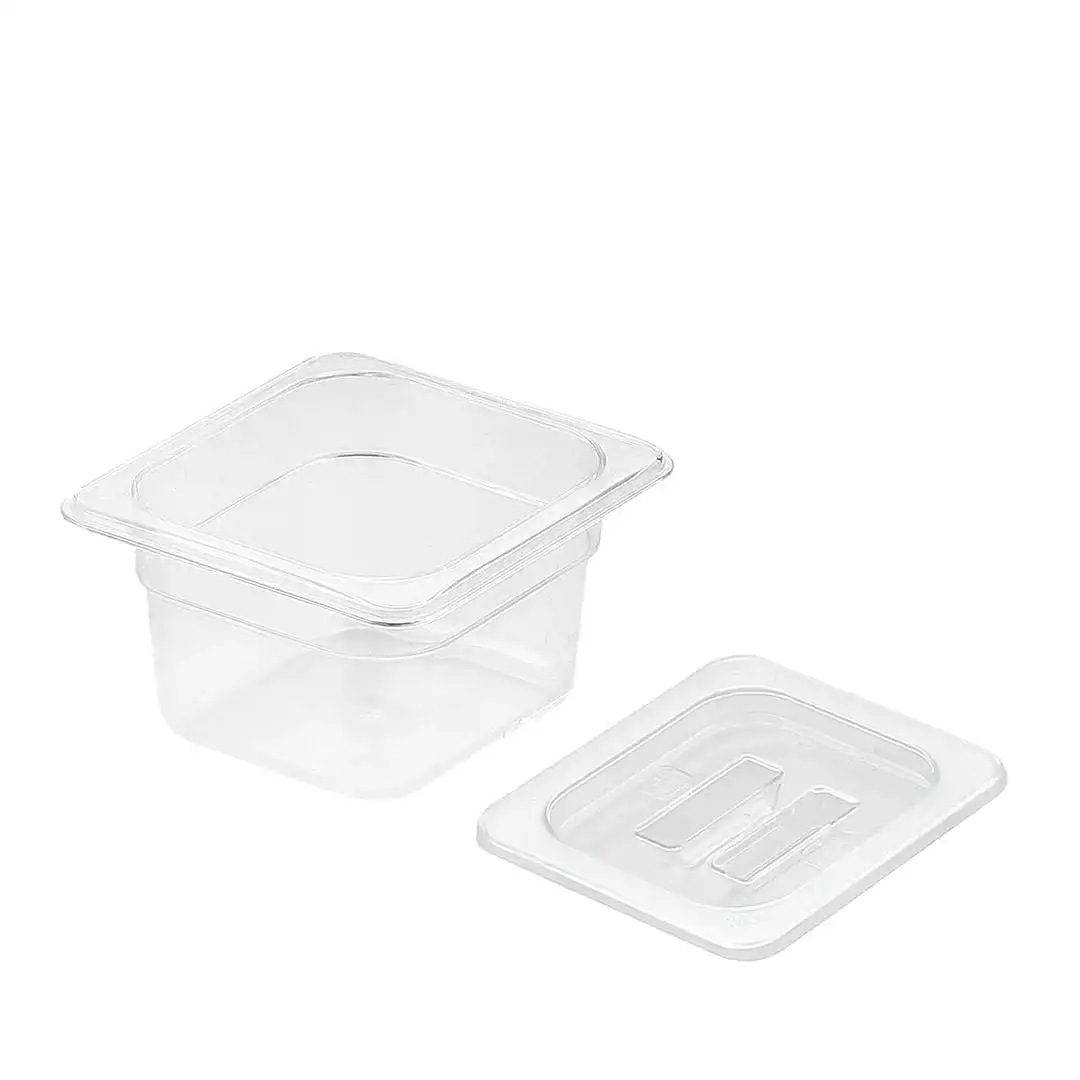 Soga 100mm Clear Gastronorm GN Pan 1/6 Food Tray Storage with Lid