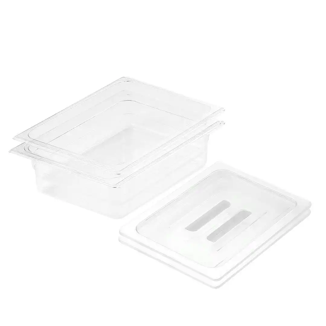 Soga 100mm Clear Gastronorm GN Pan 1/2 Food Tray Storage Bundle of 2 with Lid