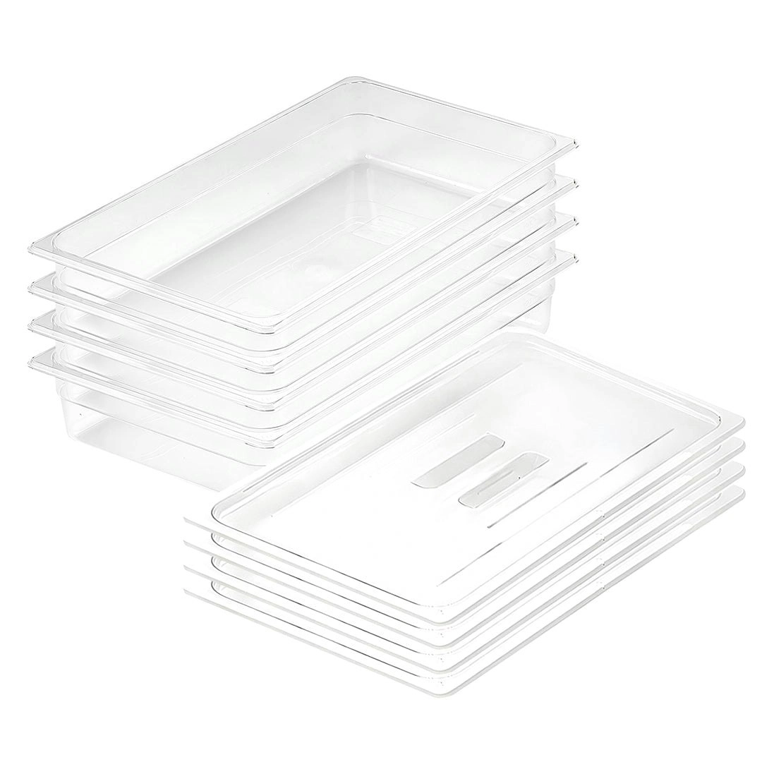 Soga 100mm Clear Gastronorm GN Pan 1/1 Food Tray Storage Bundle of 4 with Lid