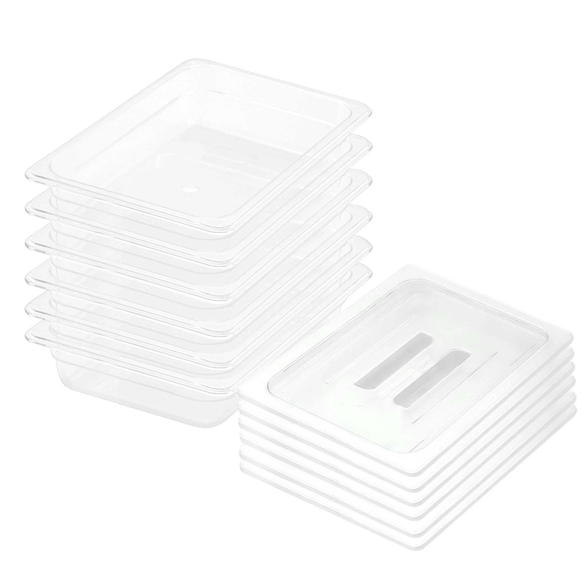 Soga 65mm Clear Gastronorm GN Pan 1/2 Food Tray Storage Bundle of 6 with Lid