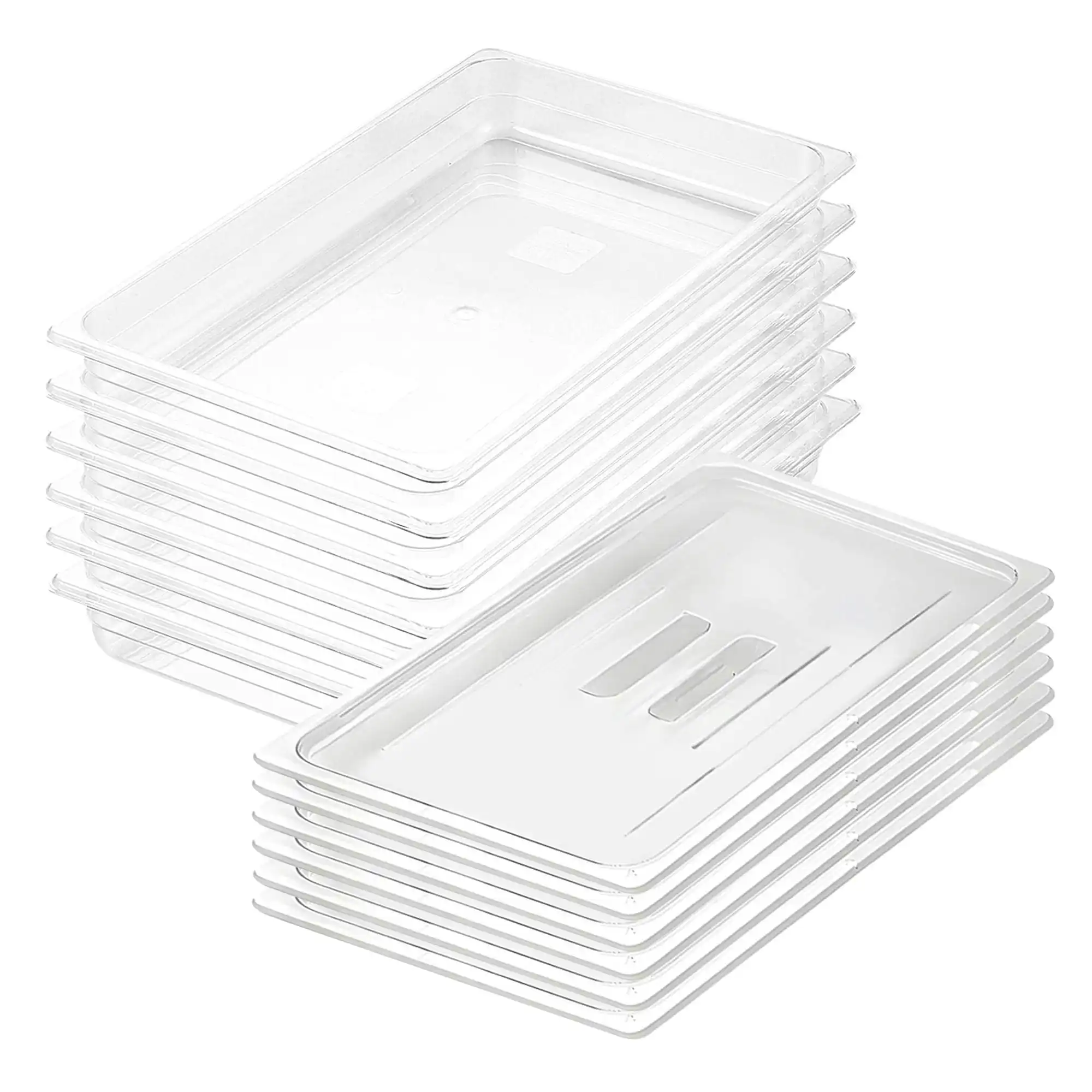 Soga 65mm Clear Gastronorm GN Pan 1/1 Food Tray Storage Bundle of 6 with Lid