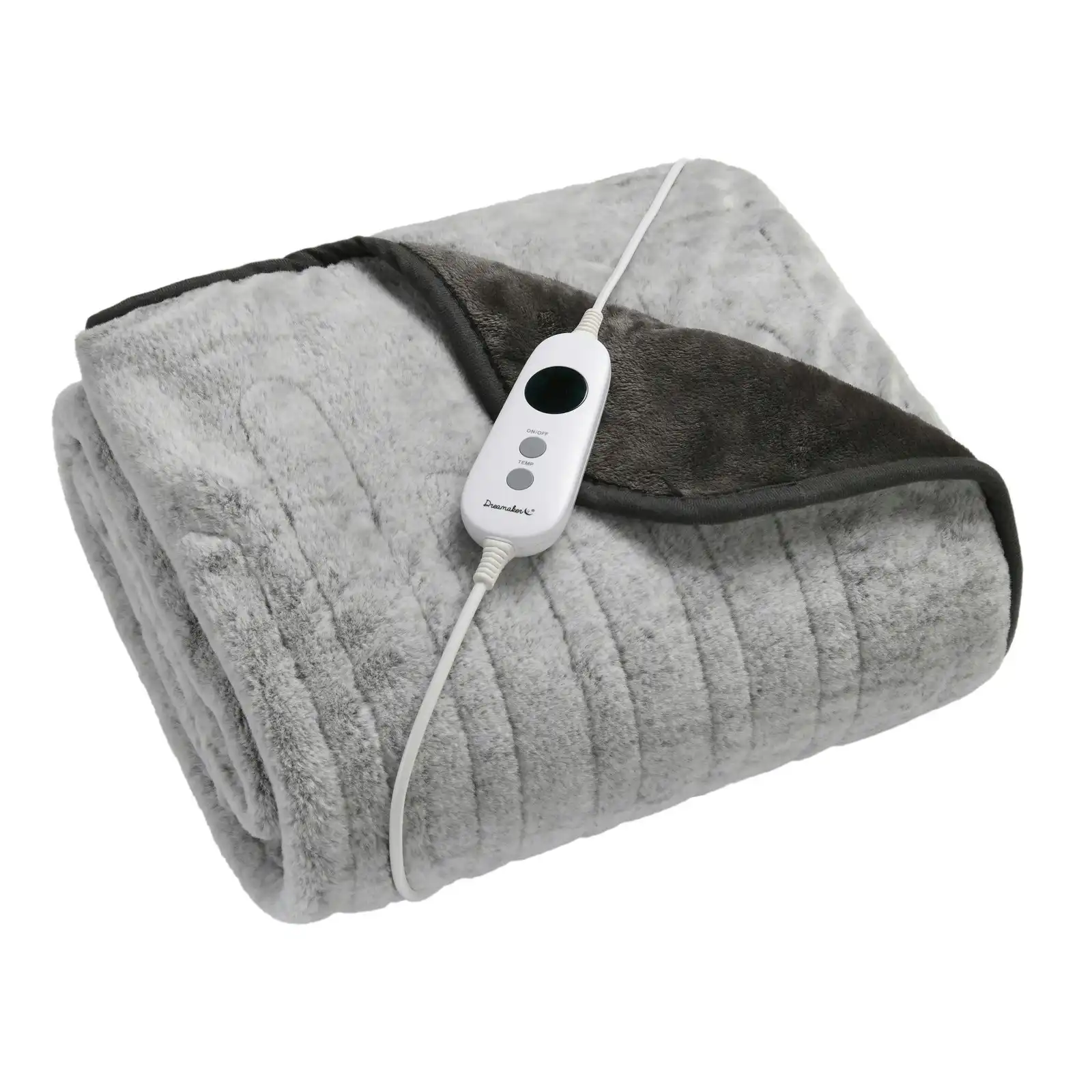 Dreamaker Faux Mink Heated Throw Silver with White Tip 160x120cm