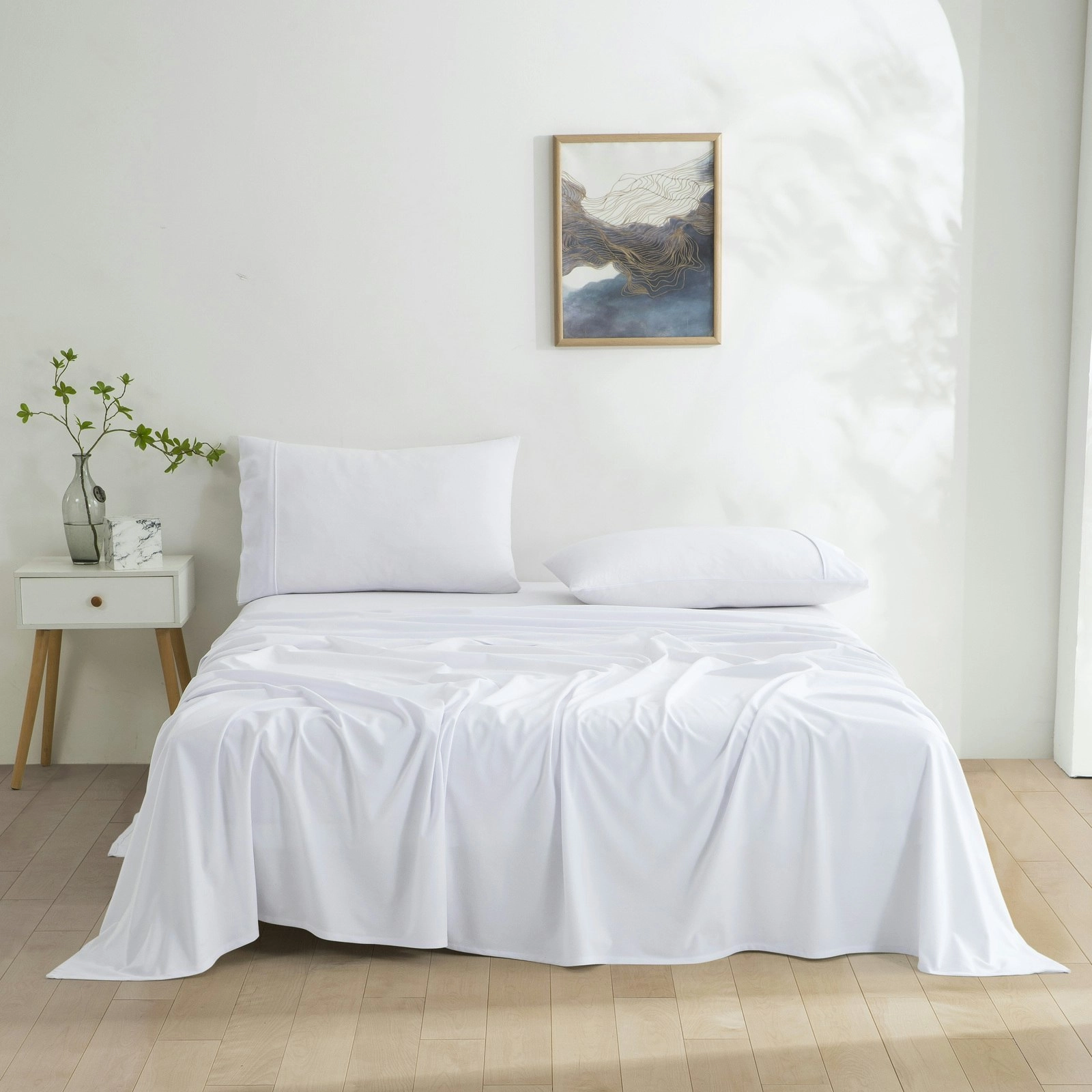 Dreamaker Micro Flannel Sheet Set Queen Bed White