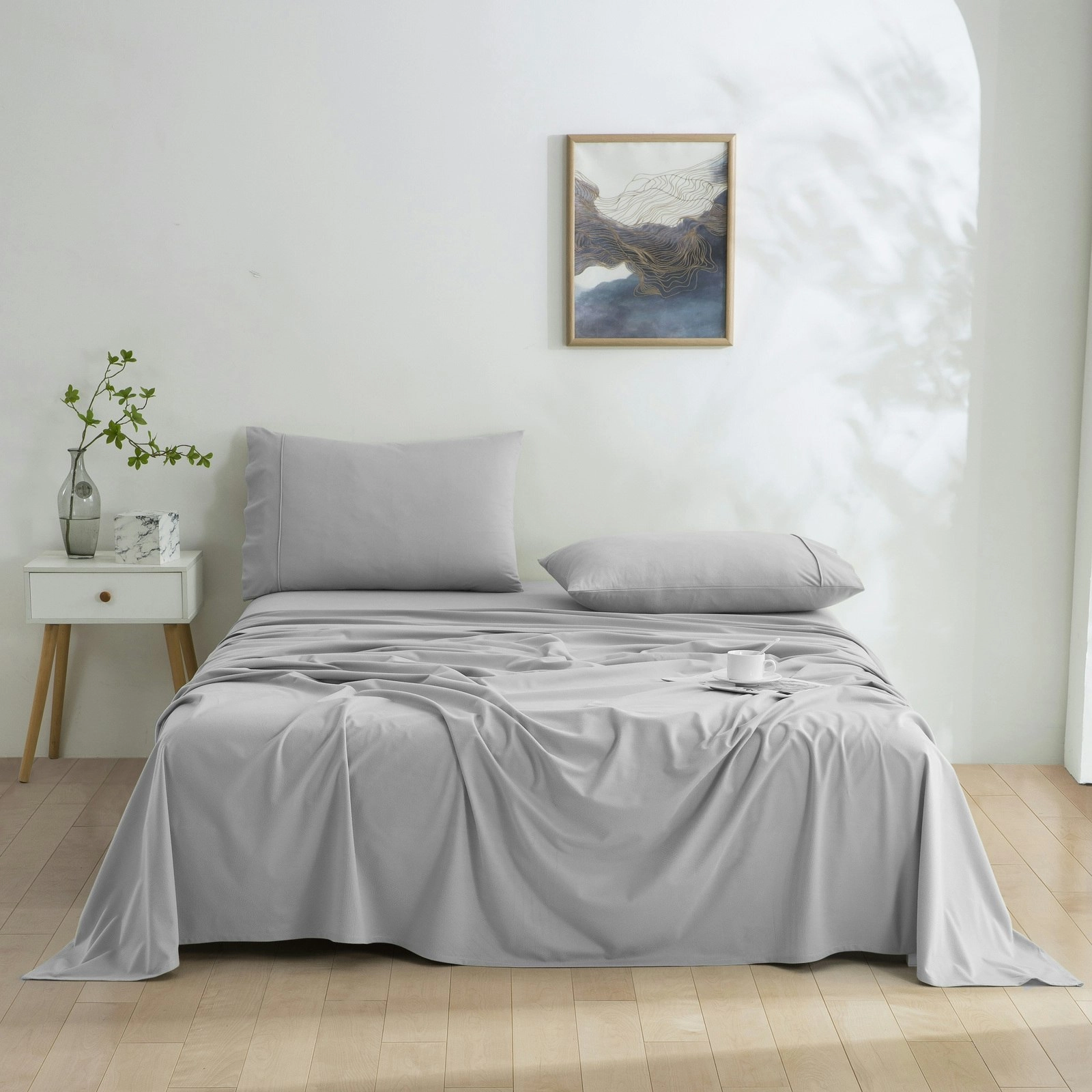 Dreamaker Micro Flannel Sheet Set Queen Bed Silver