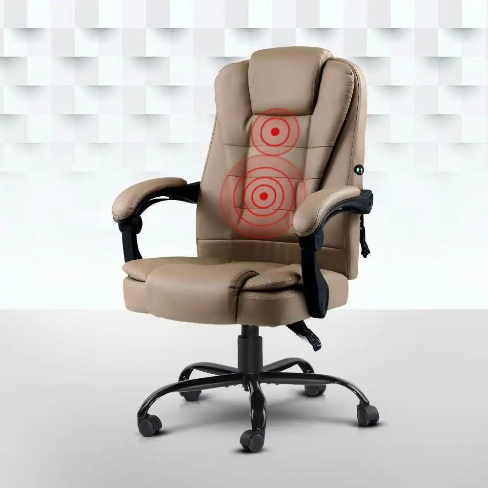 Artiss 2 Point Massage Office Chair PU Leather Espresso