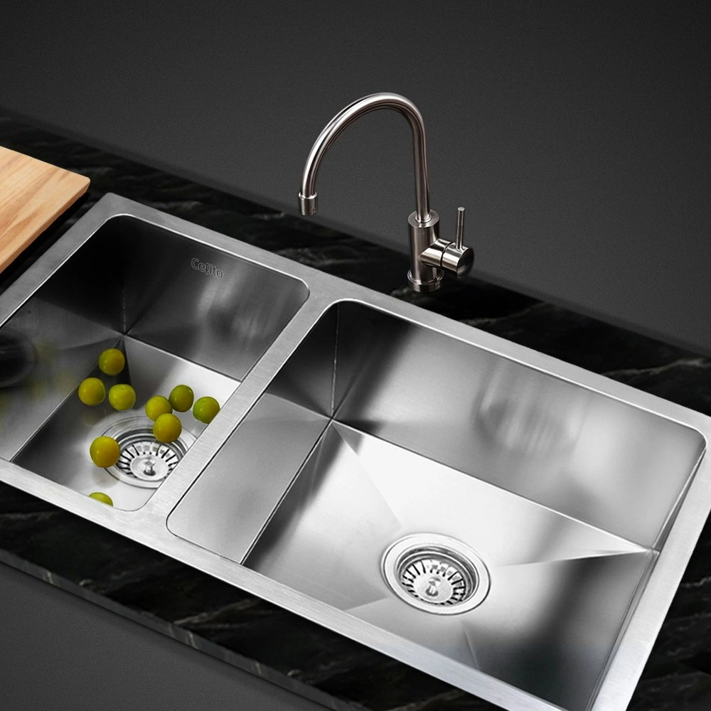 Cefito Kitchen Sink 71X45CM Stainless Steel Basin Double Bowl Laundry Silver