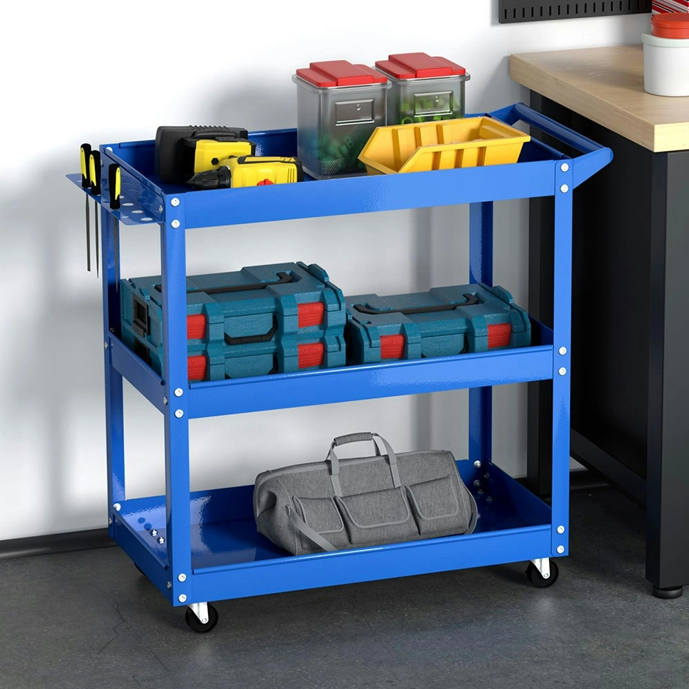 Giantz 3-Tier Tool Cart Trolley Workshop Garage Storage Organizer Blue