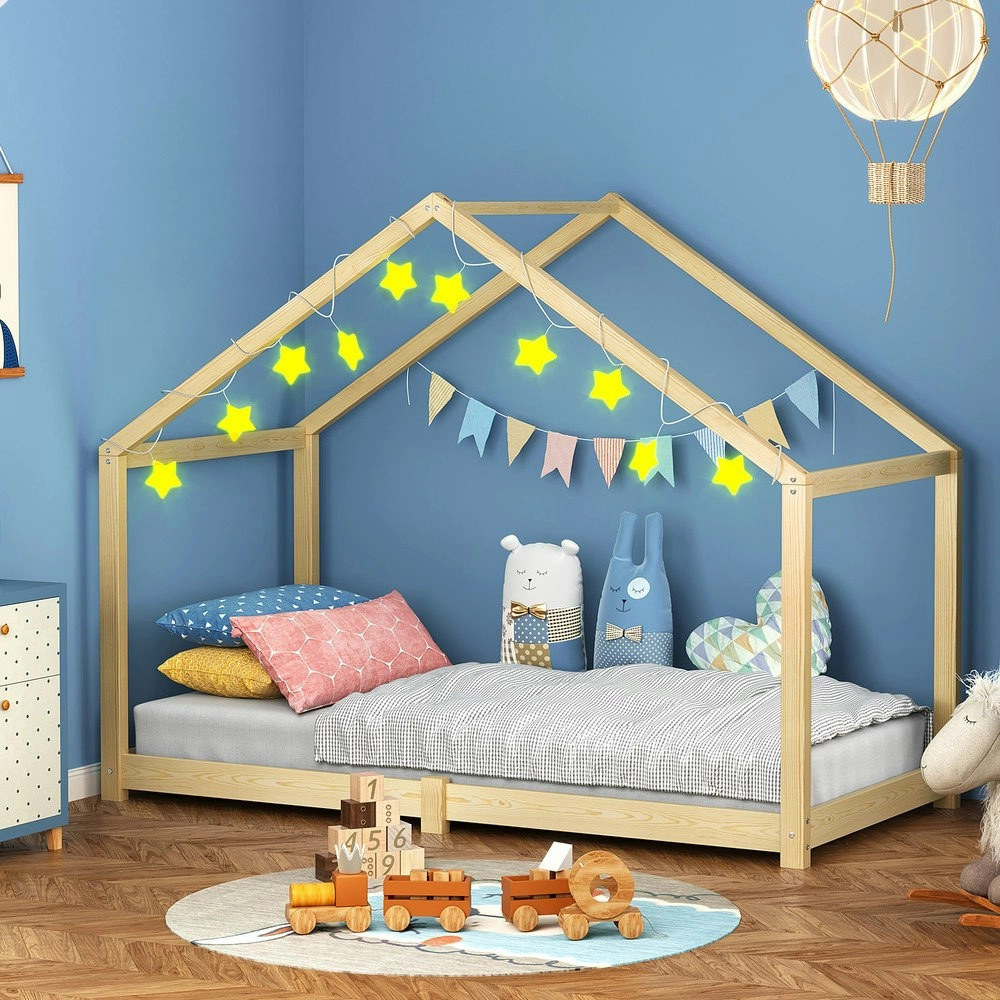 Alfordson Kids Bed Frame Wooden Single House Oak