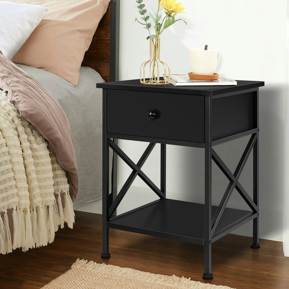 Alfordson Bedside Table Industrial Black