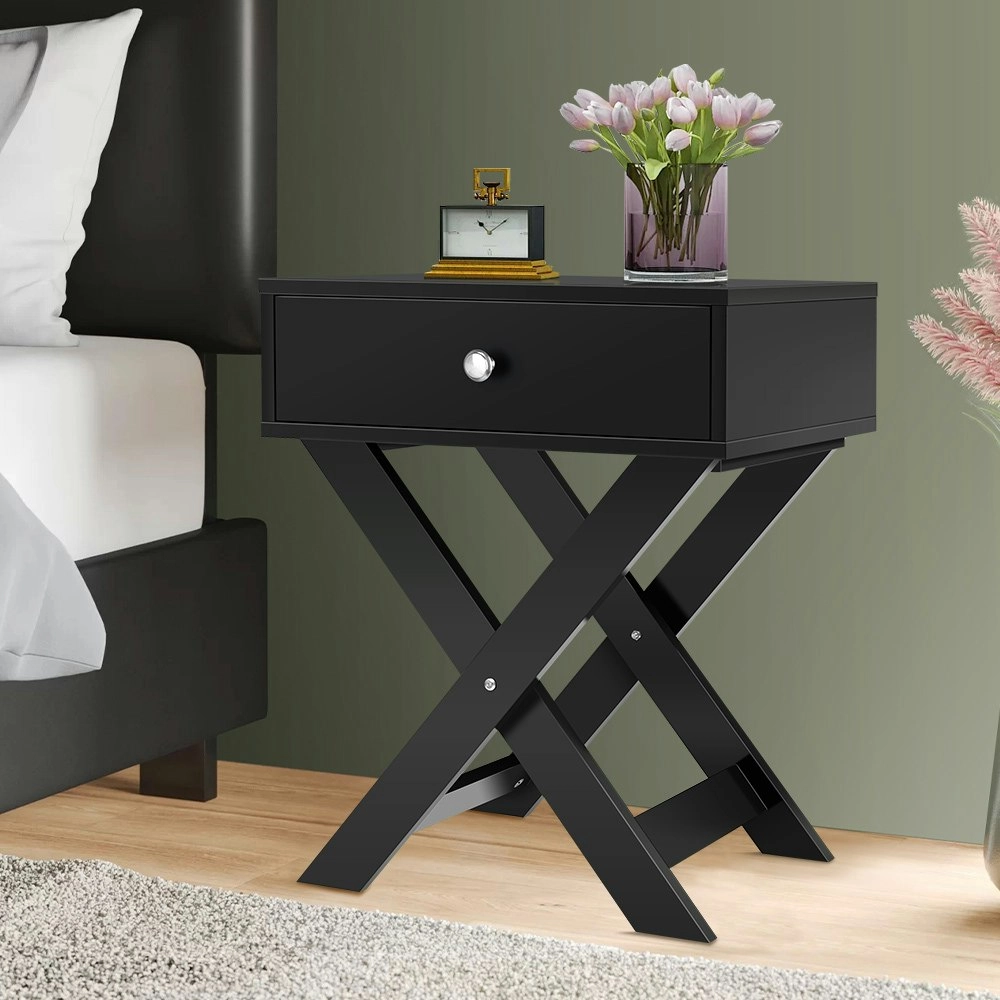 Alfordson Bedside Table X-leg Black