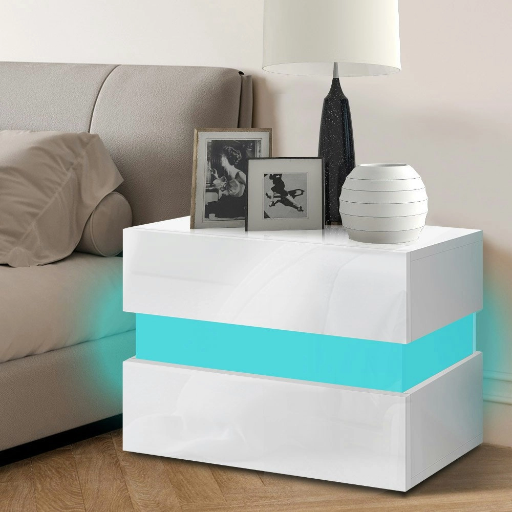 Alfordson Bedside Table LED White