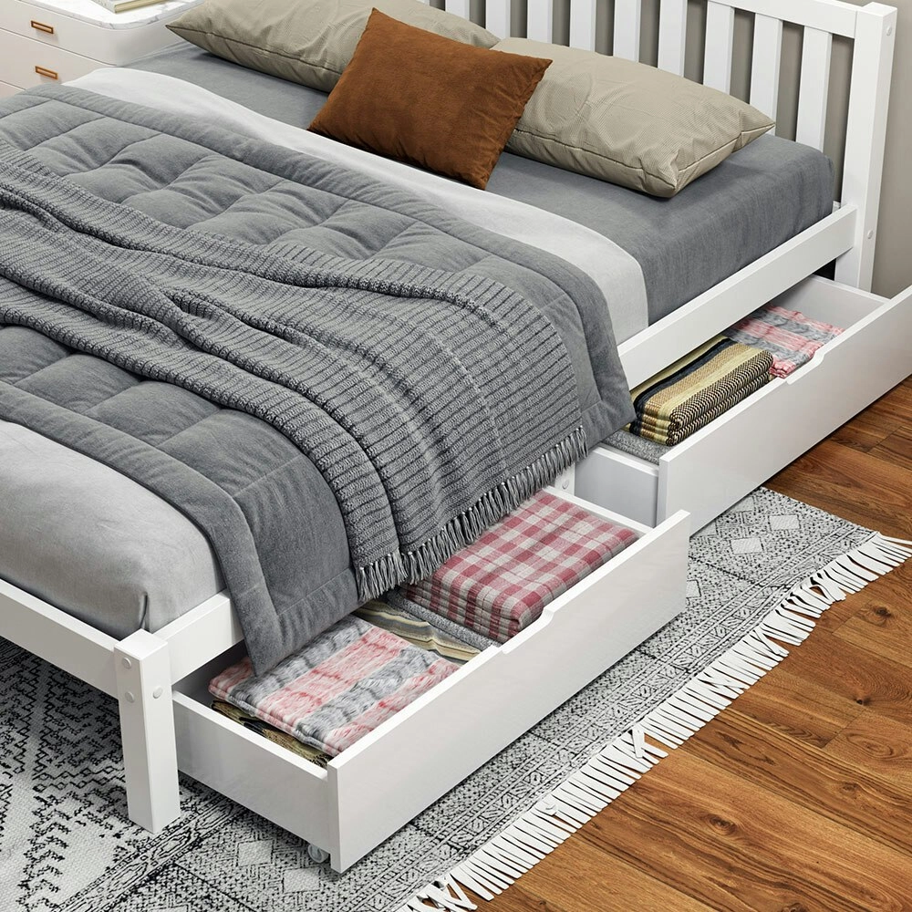 Alfordson 2x Storage Drawers Trundle For Wooden Bed Frame White