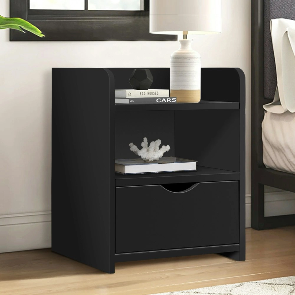 Alfordson Bedside Table Open Shelf Black