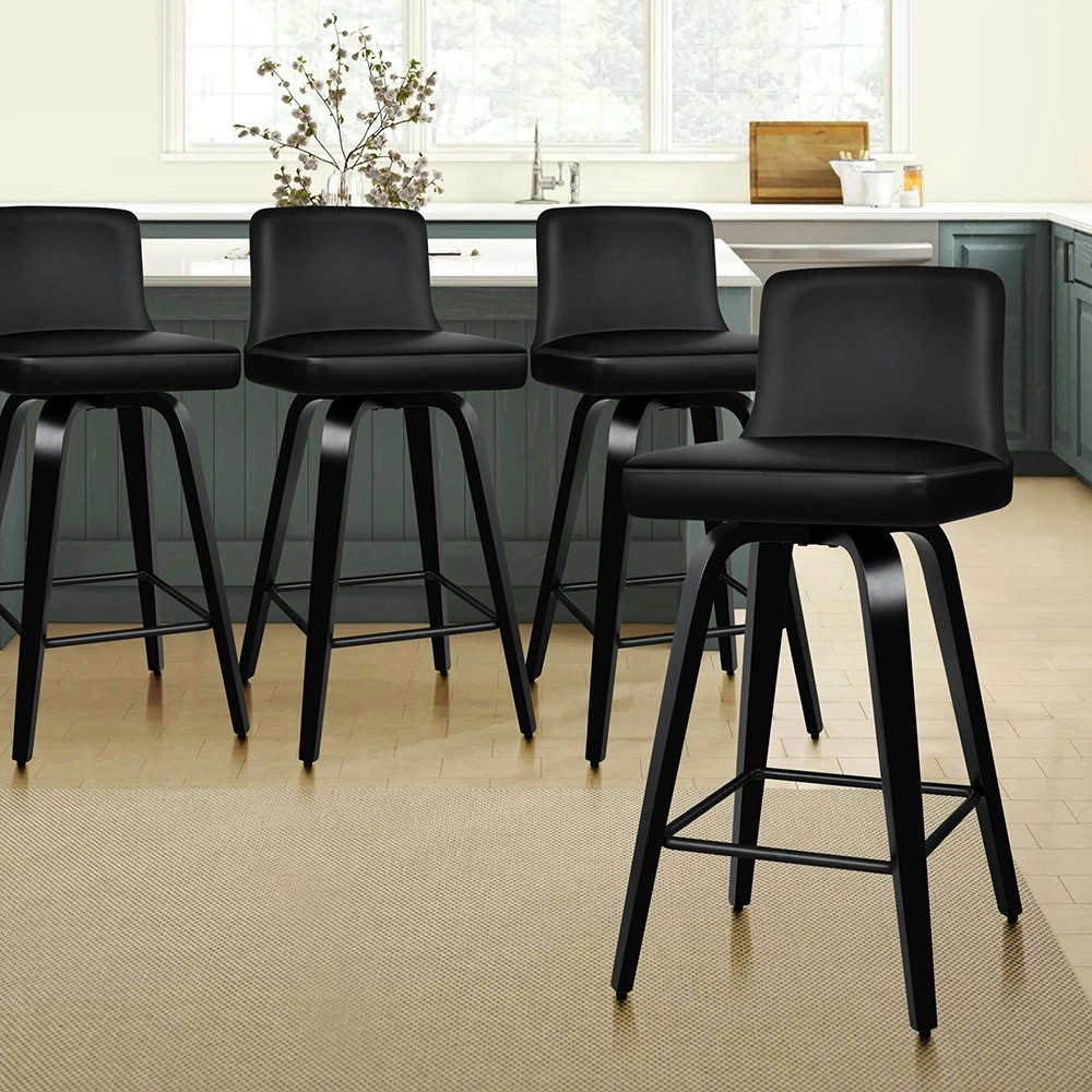 Alfordson Bar Stools Wooden Mid-back Black Bailey x4