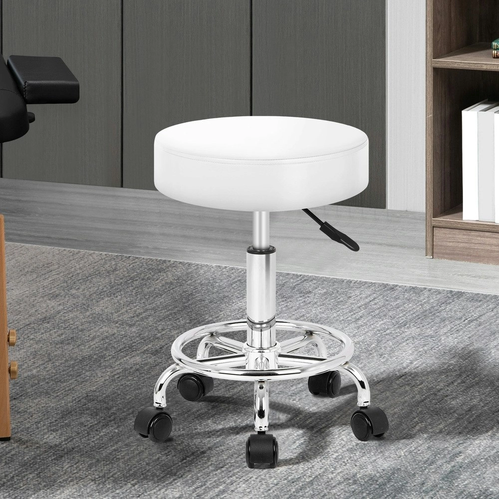 Alfordson Salon Stool Round Swivel Barber Hair Dress Chair Gas Lift White