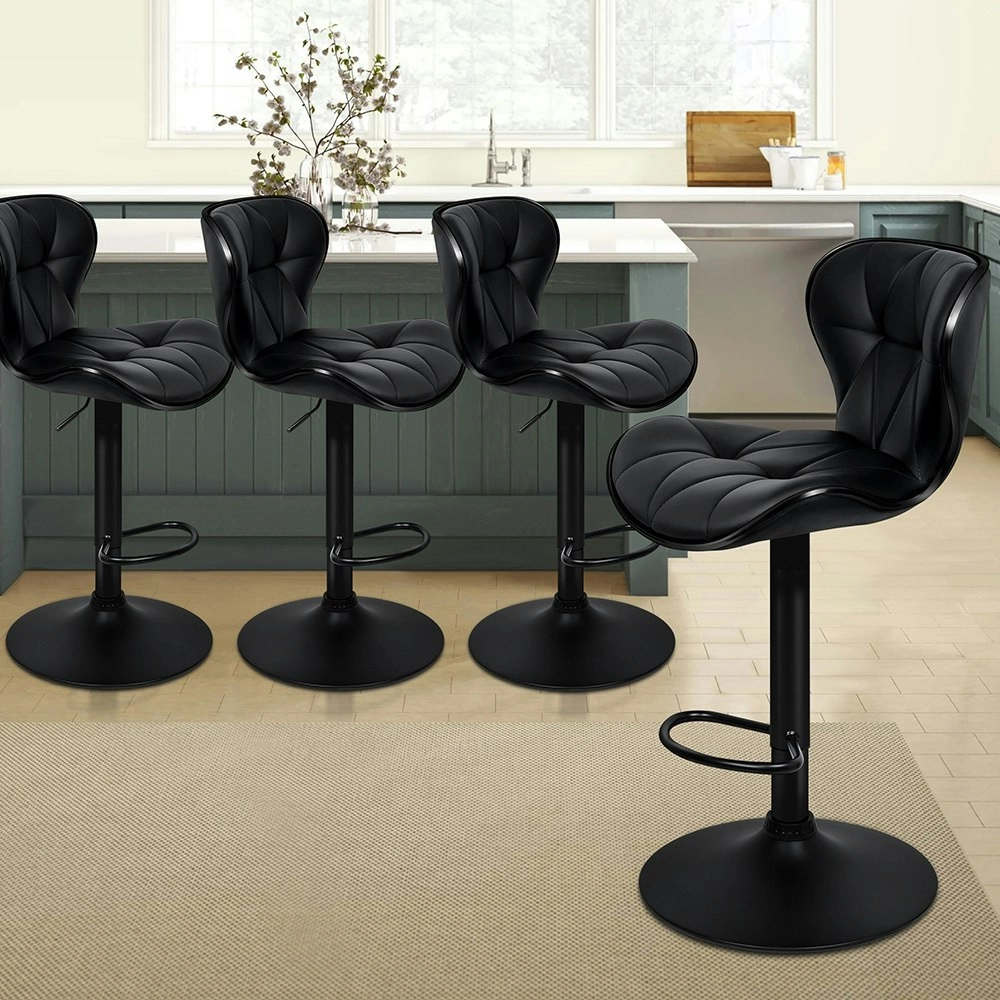 Alfordson Bar Stools Triangle Motif All Black Luna x4