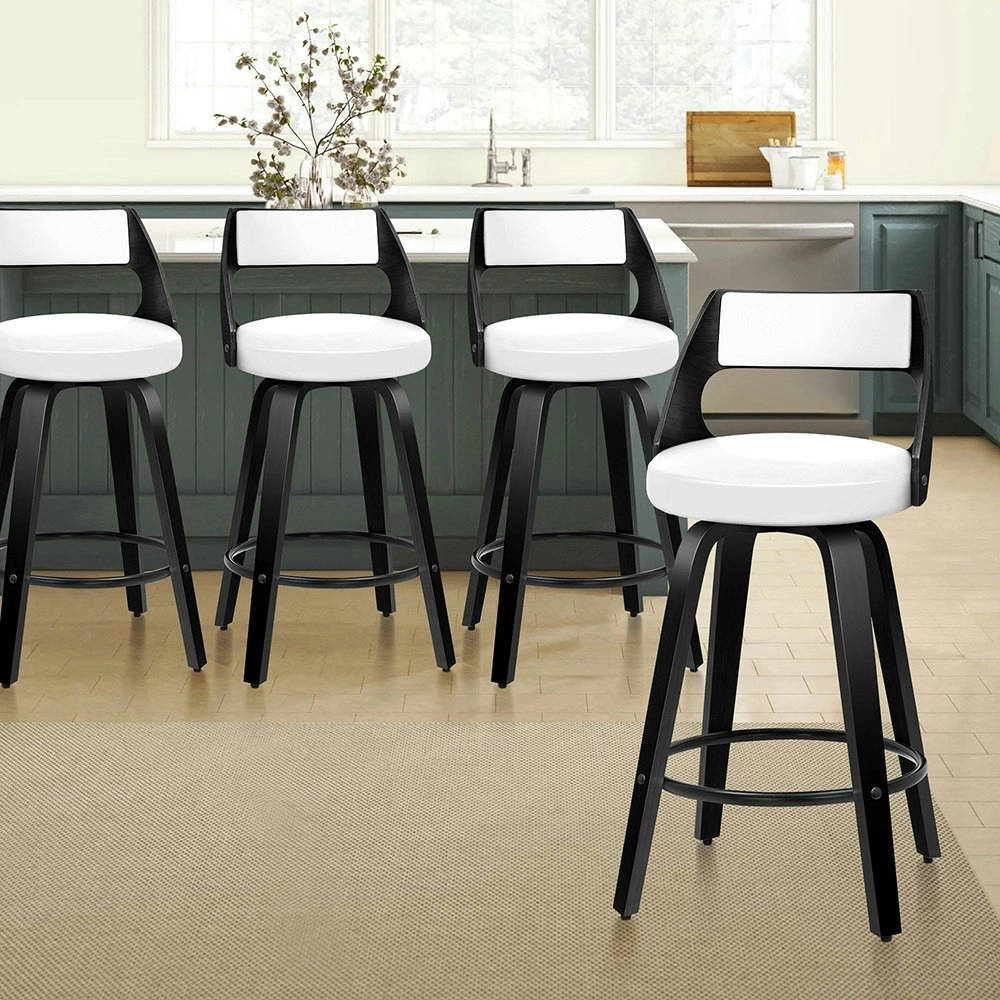 Alfordson Set of 4 Eden Elegant Modern Style Bar Stools (Black, White)