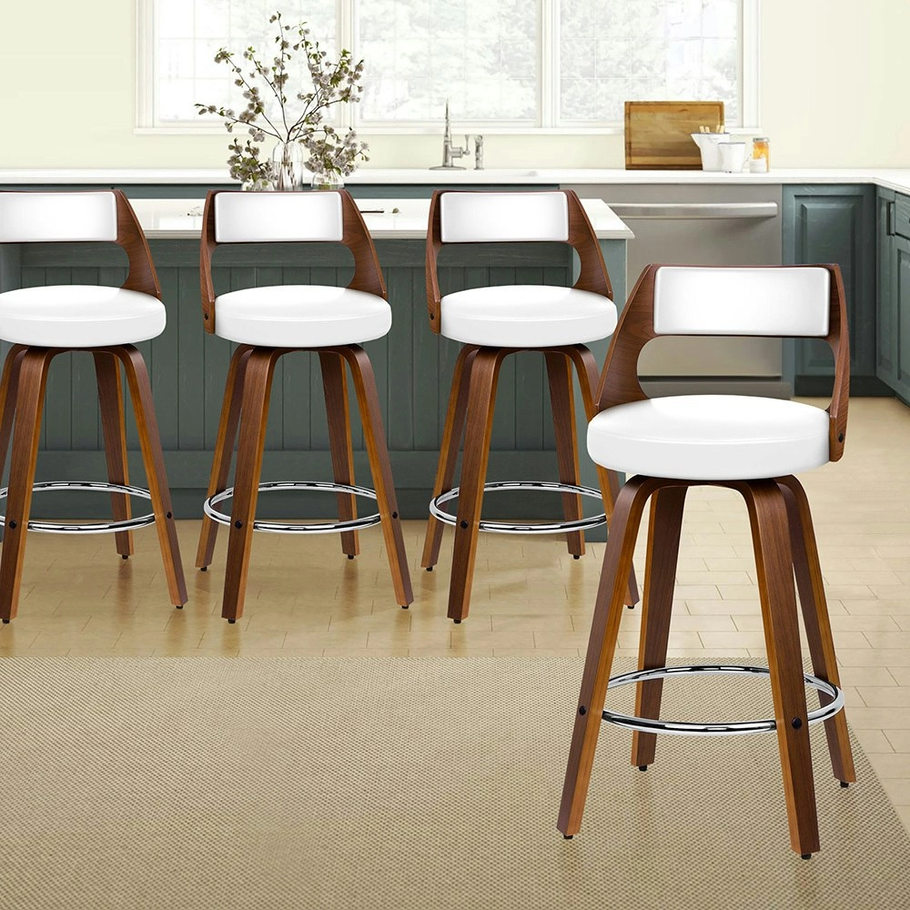 Alfordson Set of 4 Eden Elegant Modern Style Bar Stools (White)