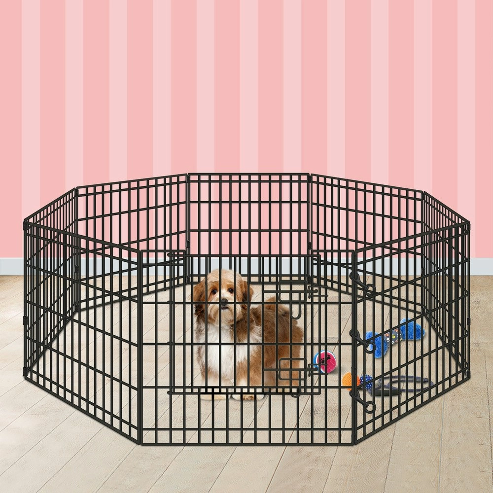 BEASTIE Pet Playpen 24 inch Large 8 Panel Exercise Pen Fence Enclosure Dog Metal