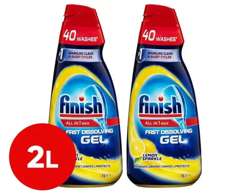 2 x Finish All In 1 Max Dishwashing Gel Lemon 1L