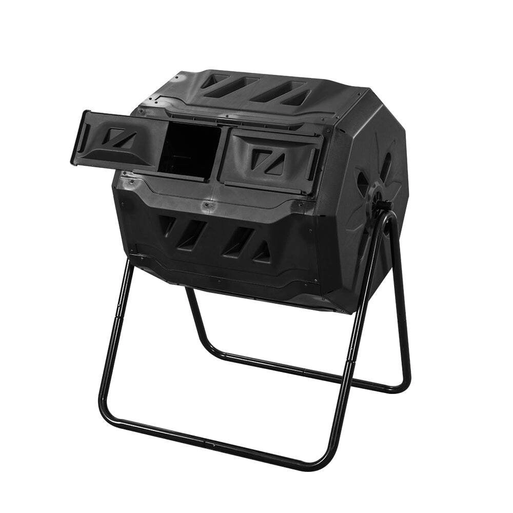 Viviendo 160L Tumbling Garden Compost Bin Heavy Duty with Easy Turn, Dual Chamber and Internal Churn Fins