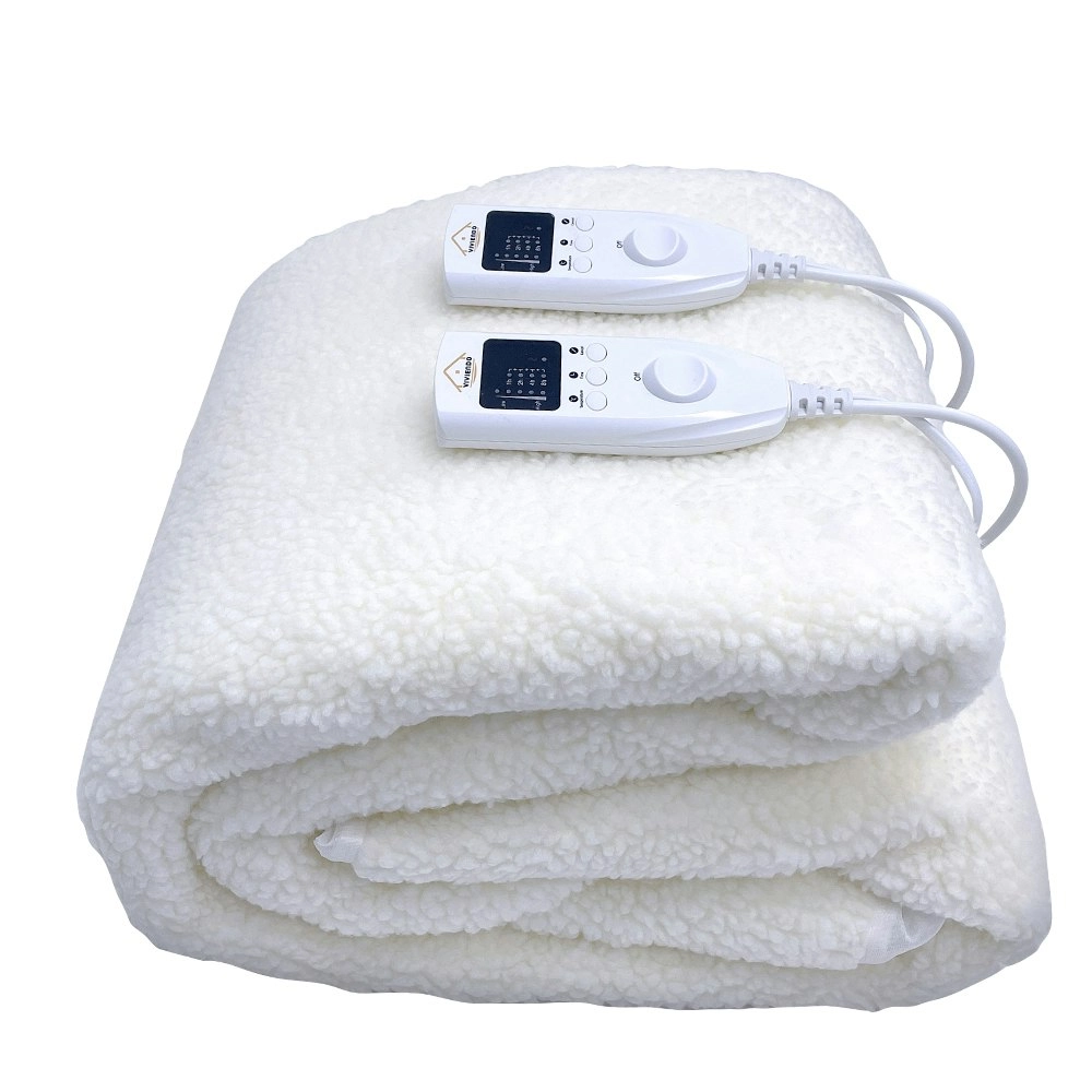 Viviendo 350 GSM Heated Electric Blanket Underlay with Synthetic Wool Top and 40cm Elastic Skirt